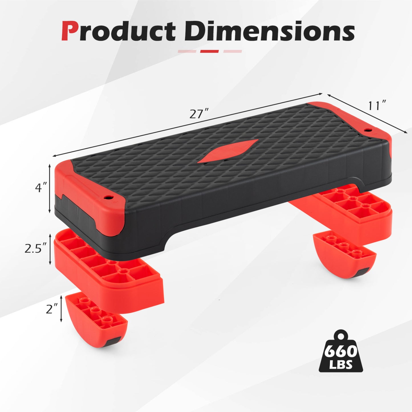 3-in-1 Aerobic Step Platform, 2 Stackable Risers, Balance Trainers, Red Sport Equipments at Gallery Canada