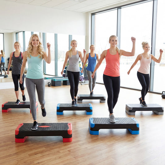 3-in-1 Aerobic Step Platform, 2 Stackable Risers, Balance Trainers, Red Sport Equipments Red at Gallery Canada