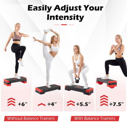 3-in-1 Aerobic Step Platform, 2 Stackable Risers, Balance Trainers, Red Sport Equipments at Gallery Canada