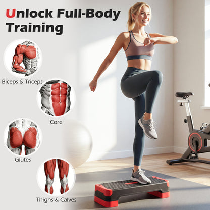 3-in-1 Aerobic Step Platform, 2 Stackable Risers, Balance Trainers, Red Sport Equipments at Gallery Canada