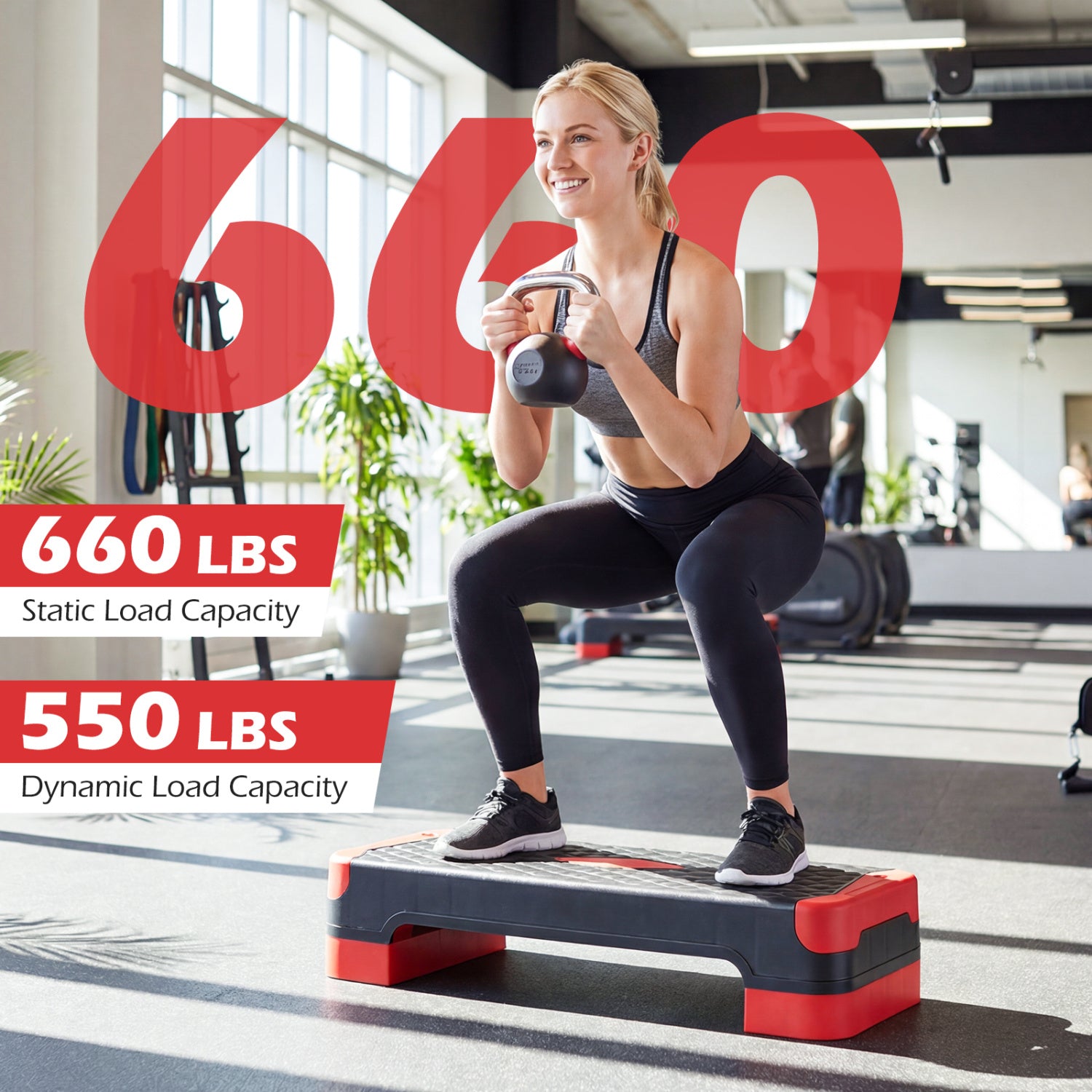 3-in-1 Aerobic Step Platform, 2 Stackable Risers, Balance Trainers, Red Sport Equipments at Gallery Canada