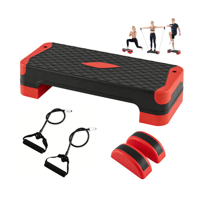 3-in-1 Aerobic Step Platform, 2 Stackable Risers, Balance Trainers, Red Sport Equipments Red at Gallery Canada
