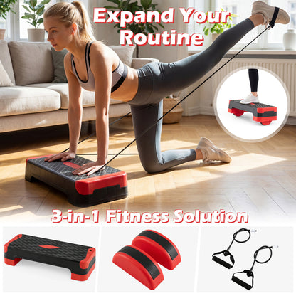 3-in-1 Aerobic Step Platform, 2 Stackable Risers, Balance Trainers, Red Sport Equipments at Gallery Canada