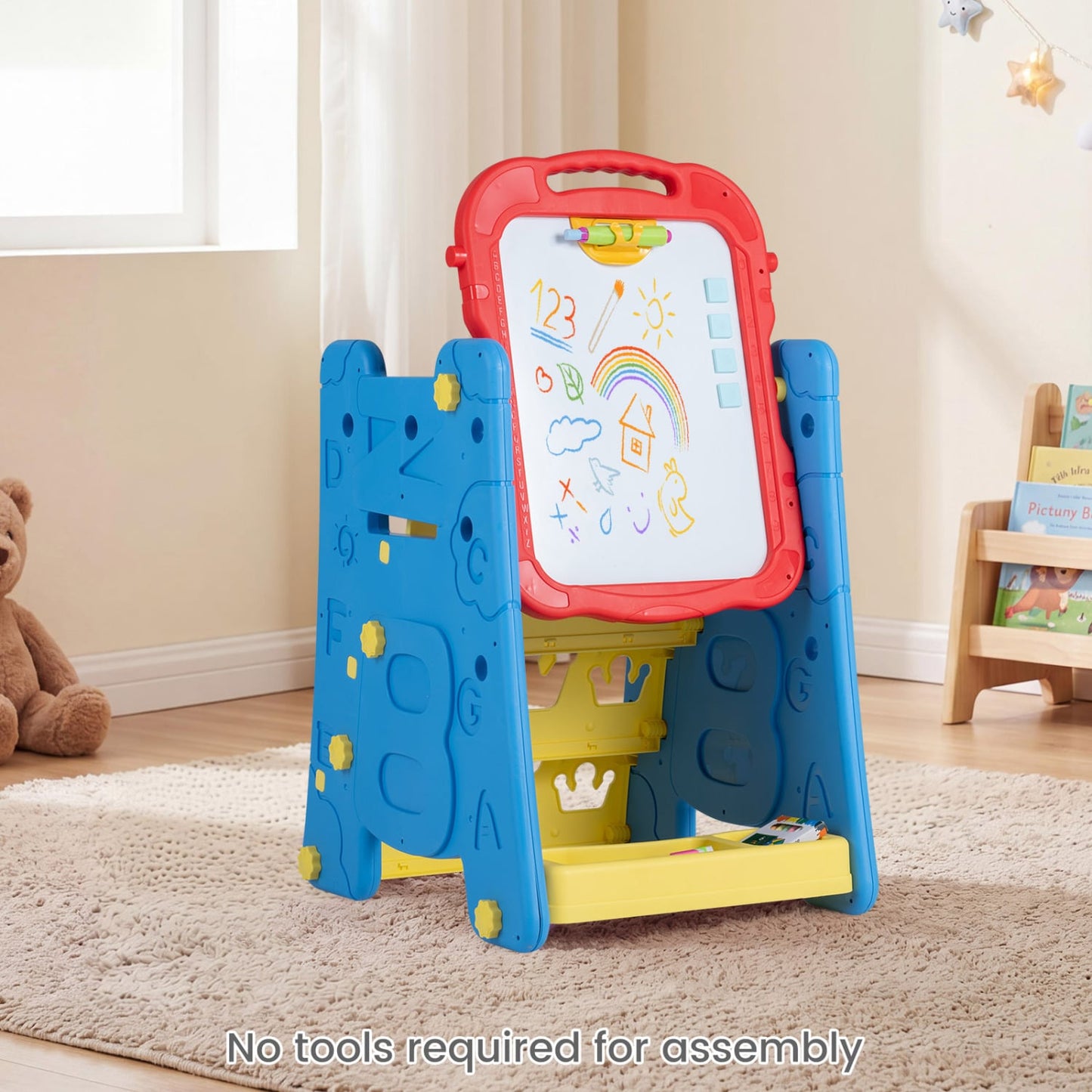 3 In 1 Art Easel For Kids, Double Sided Magnetic Board, Blue