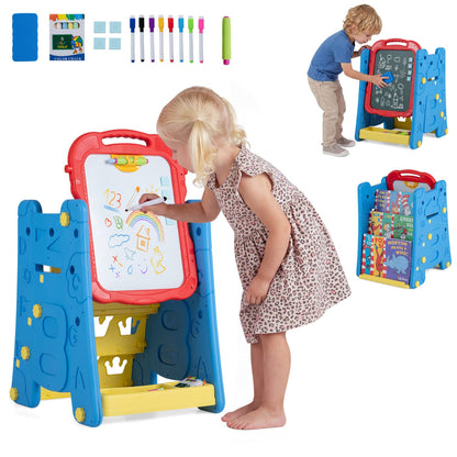 3 In 1 Art Easel For Kids, Double Sided Magnetic Board, Blue