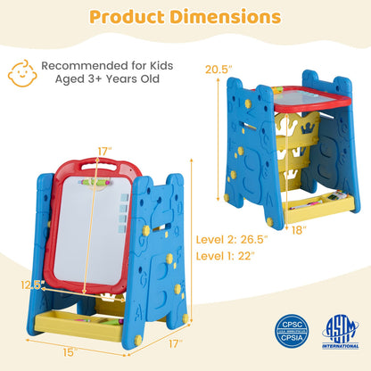 3 In 1 Art Easel For Kids, Double Sided Magnetic Board, Blue