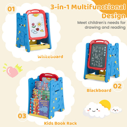 3 In 1 Art Easel For Kids, Double Sided Magnetic Board, Blue