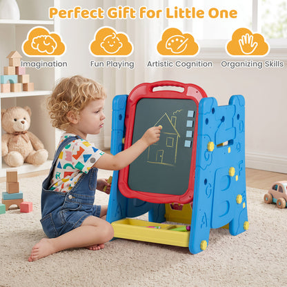 3 In 1 Art Easel For Kids, Double Sided Magnetic Board, Blue