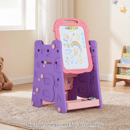 Kids Art Easel With Double Sided Magnetic Board, Pink