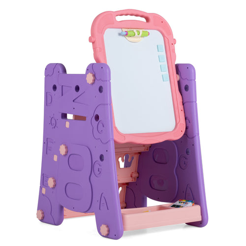 Kids Art Easel With Double Sided Magnetic Board, Pink