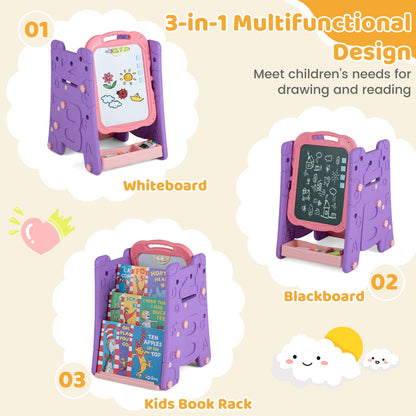Kids Art Easel With Double Sided Magnetic Board, Pink