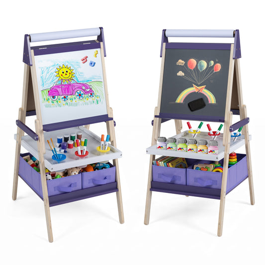 3-in-1 Art Easel for Kids, Magnetic Chalkboard, Purple Art Easels Purple at Gallery Canada