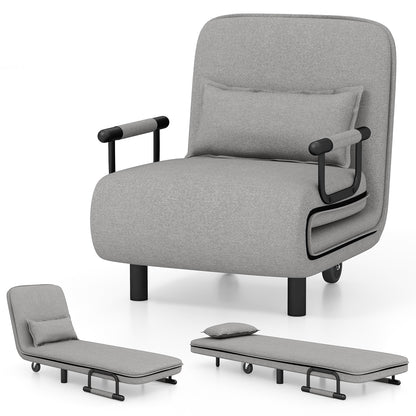 3-In-1 Convertible Sofa Bed, Adjustable Backrest, Lumbar Pillow, Light Gray Accent Chairs at Gallery Canada