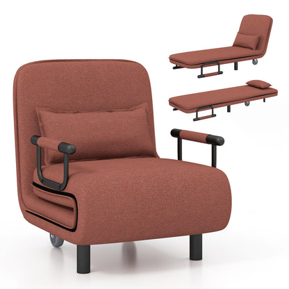 Convertible Sofa Bed, 5-Position Adjustable Backrest, Brown Accent Chairs Brown at Gallery Canada