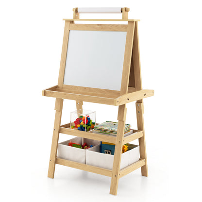 3-in-1 Double-Sided Storage Art Easel, Natural Art Easels Natural at Gallery Canada