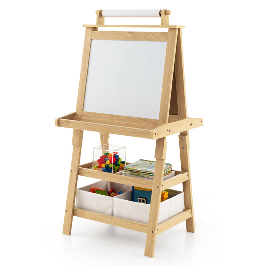 3-in-1 Double-Sided Storage Art Easel, Natural Art Easels Natural at Gallery Canada