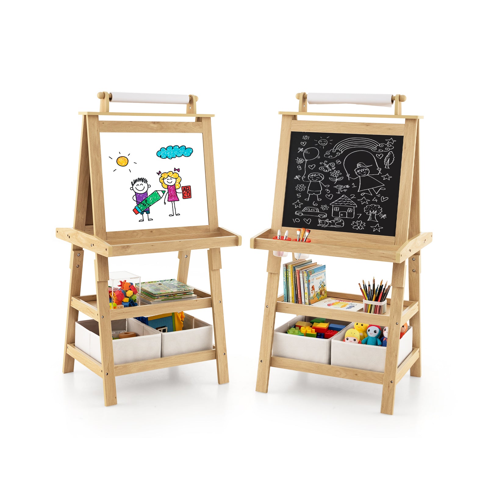 3-in-1 Double-Sided Storage Art Easel, Natural Art Easels at Gallery Canada