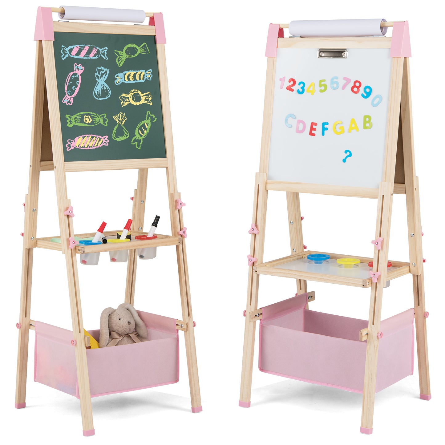 3-in-1 Double-Sided Adjustable Kid Easel for 3-8 Years Old Toddlers, Pink Art Easels at Gallery Canada