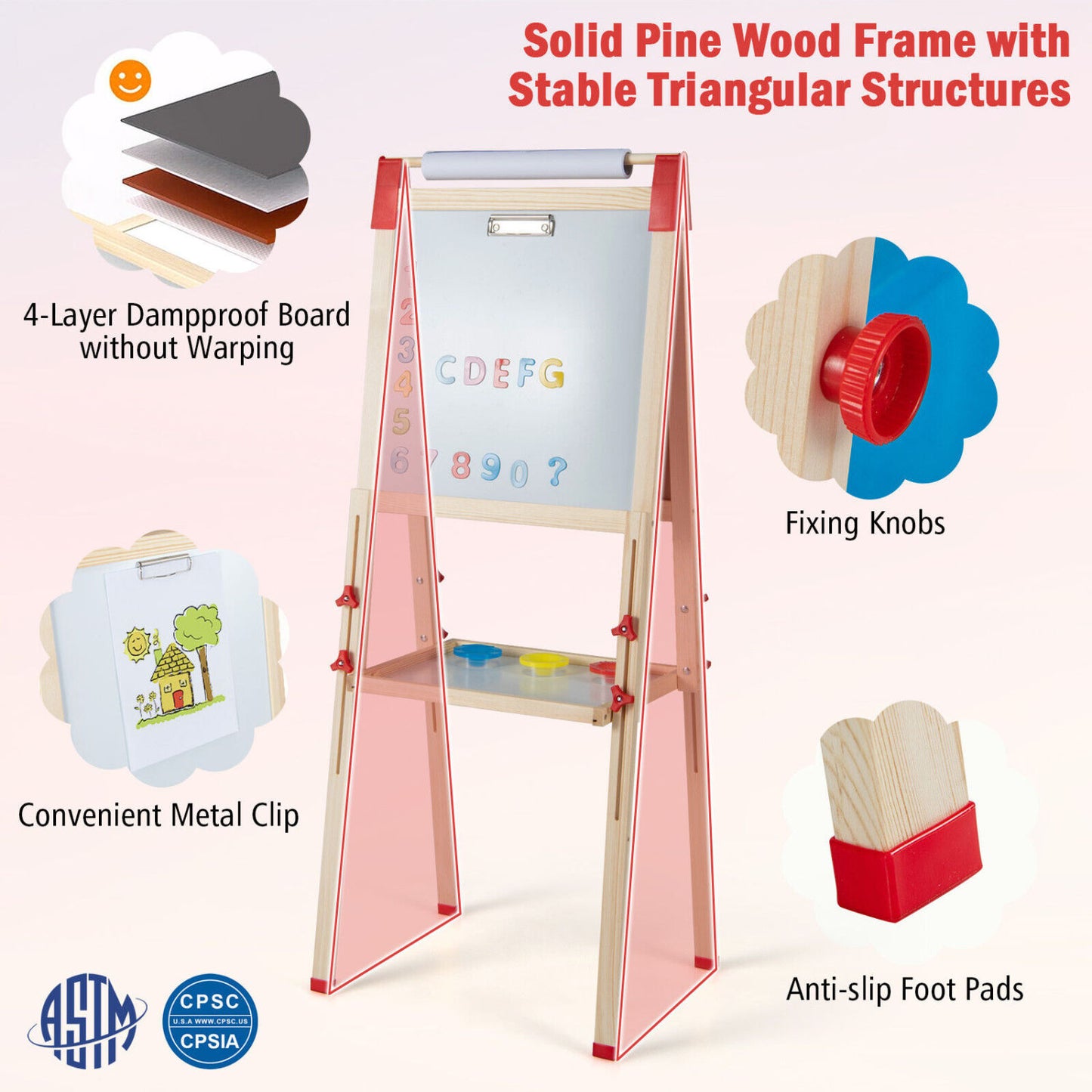 3-In-1 Double-Sided Adjustable Kid Easel, Multicolor Art Easels at Gallery Canada
