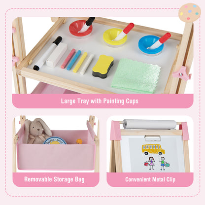 3-in-1 Double-Sided Adjustable Kid Easel for 3-8 Years Old Toddlers, Pink Art Easels at Gallery Canada