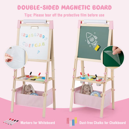 3-in-1 Double-Sided Adjustable Kid Easel for 3-8 Years Old Toddlers, Pink Art Easels at Gallery Canada
