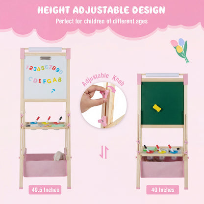 3-in-1 Double-Sided Adjustable Kid Easel for 3-8 Years Old Toddlers, Pink Art Easels at Gallery Canada