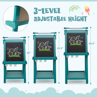 3-in-1 Double-sided Art Easel with Chalkboard and Magnetic Whiteboard, Green Art Easels at Gallery Canada