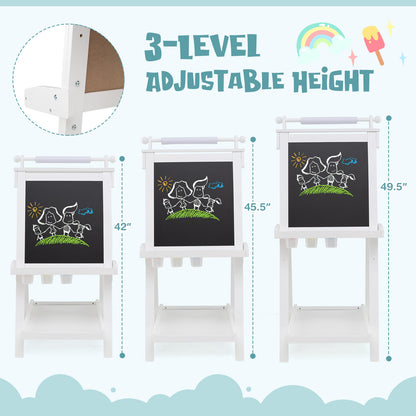 3-in-1 Double-sided Art Easel with Chalkboard and Magnetic Whiteboard, White Art Easels at Gallery Canada