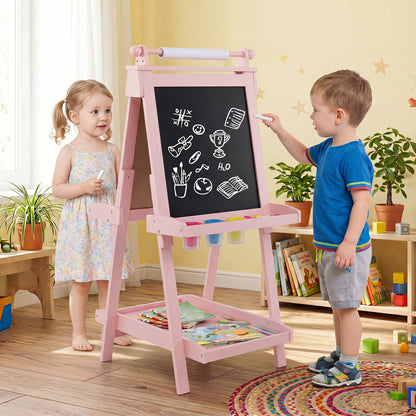 Chevalet d'art double face 3-en-1, rose