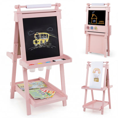 Chevalet d'art double face 3-en-1, rose