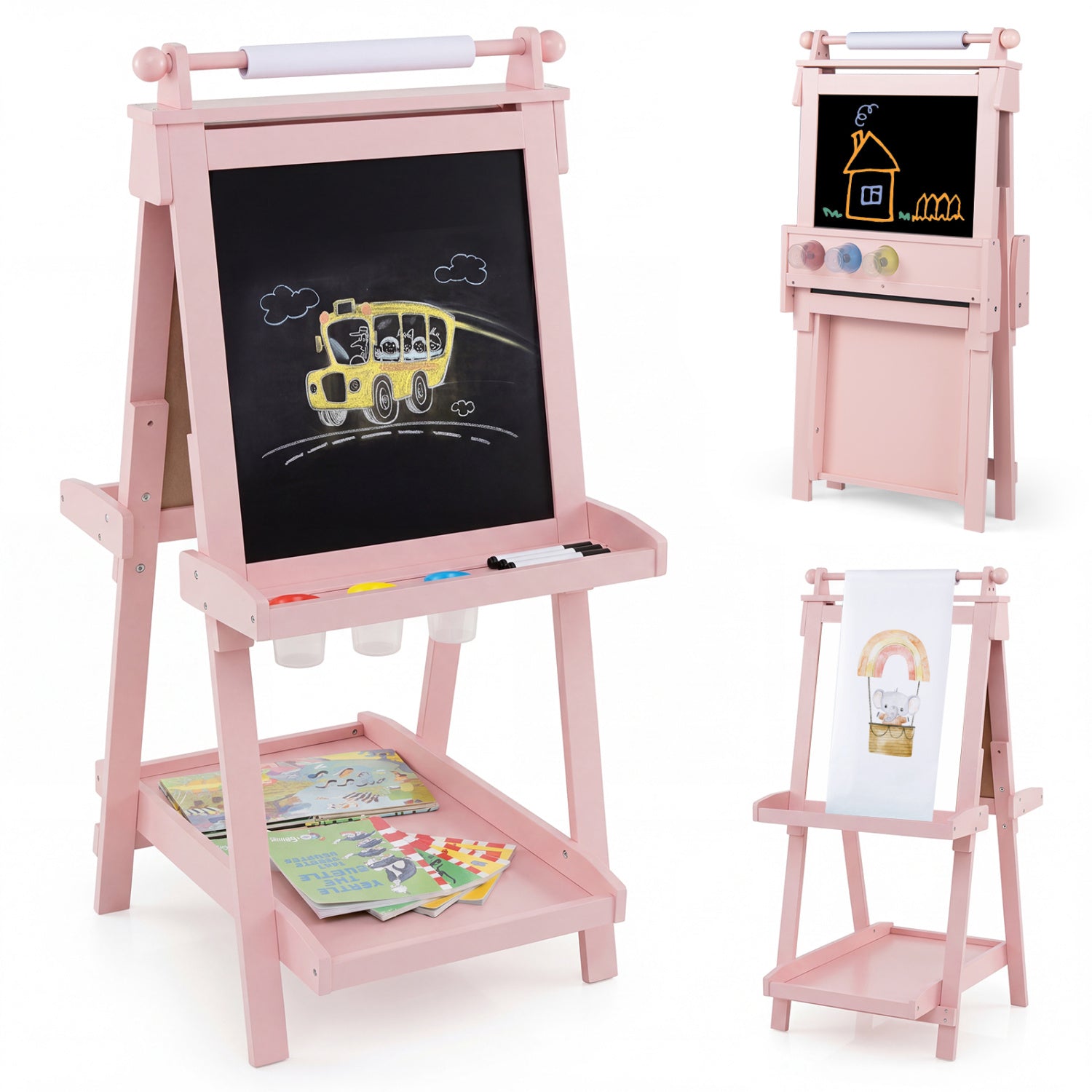 3-In-1 Double-Sided Art Easel, Pink Art Easels Pink at Gallery Canada