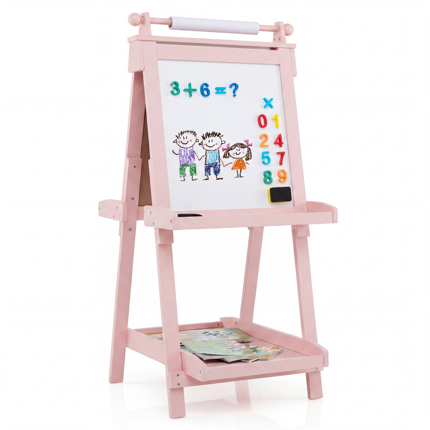 Chevalet d'art double face 3-en-1, rose
