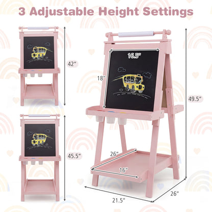 Chevalet d'art double face 3-en-1, rose