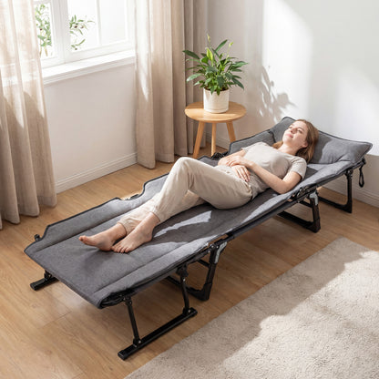 3 in 1 Folding Camping Cot and Comfy Padded Convertible Single Sofa Chair, Gray Camping Furniture at Gallery Canada