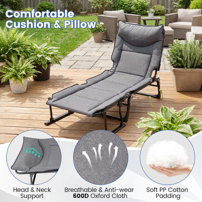 3 in 1 Folding Camping Cot and Comfy Padded Convertible Single Sofa Chair, Gray Camping Furniture at Gallery Canada