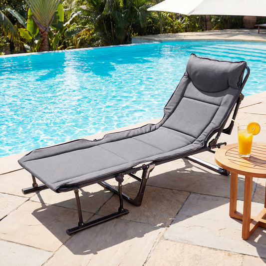 3 In 1 Folding Camping Cot, Comfy Padded Convertible Sofa Chair, Gray Camping Furniture Gray at Gallery Canada