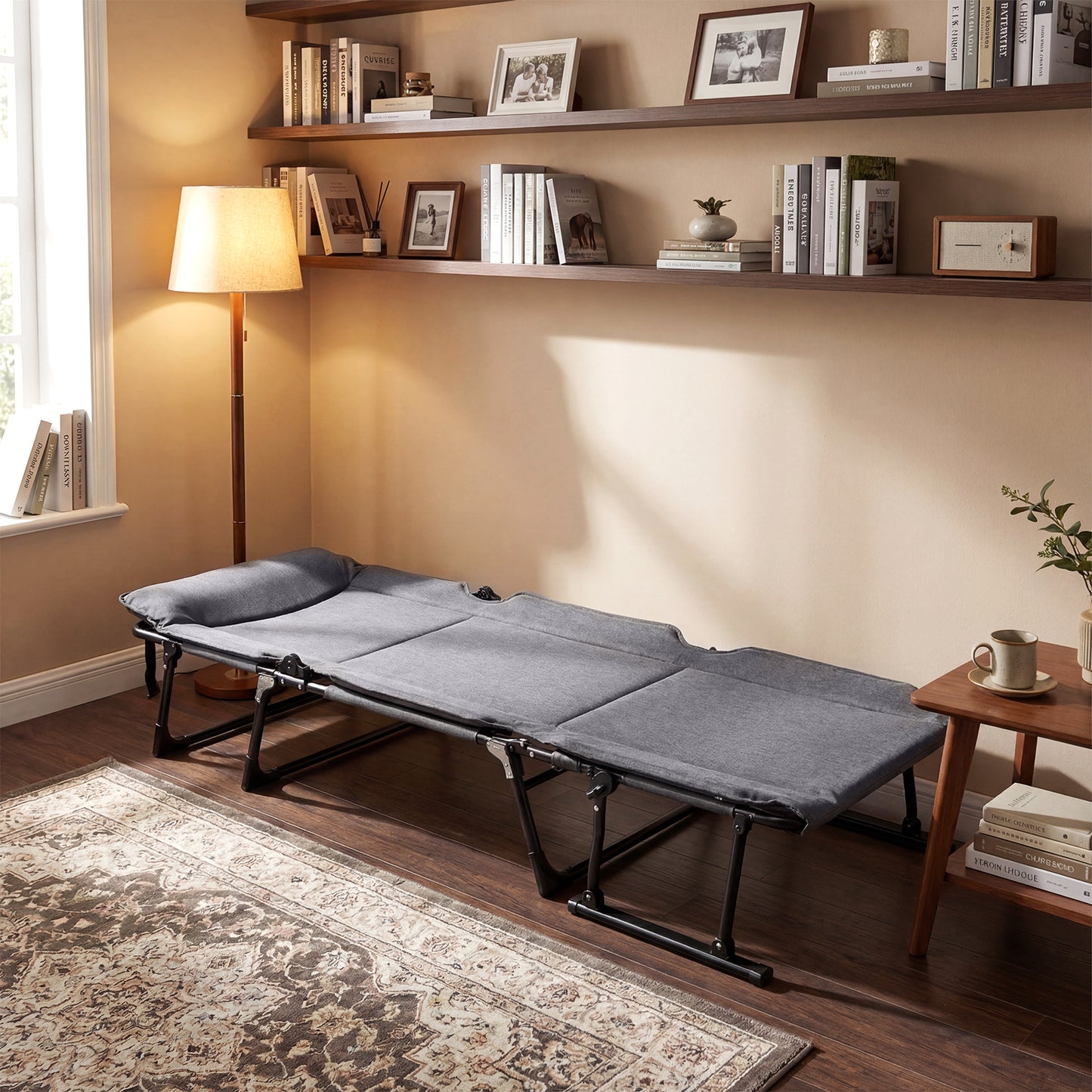 3 In 1 Folding Camping Cot, Comfy Padded Convertible Sofa Chair, Gray Camping Furniture at Gallery Canada