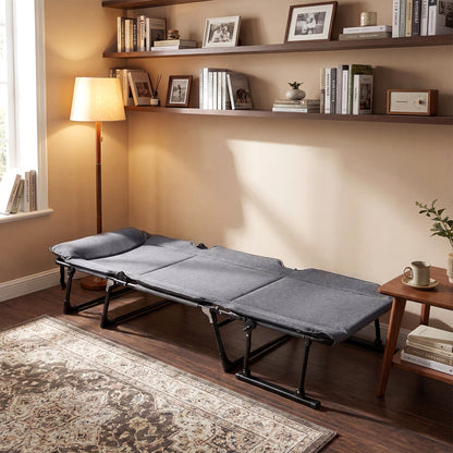 3 In 1 Folding Camping Cot, Comfy Padded Convertible Sofa Chair, Gray Camping Furniture at Gallery Canada