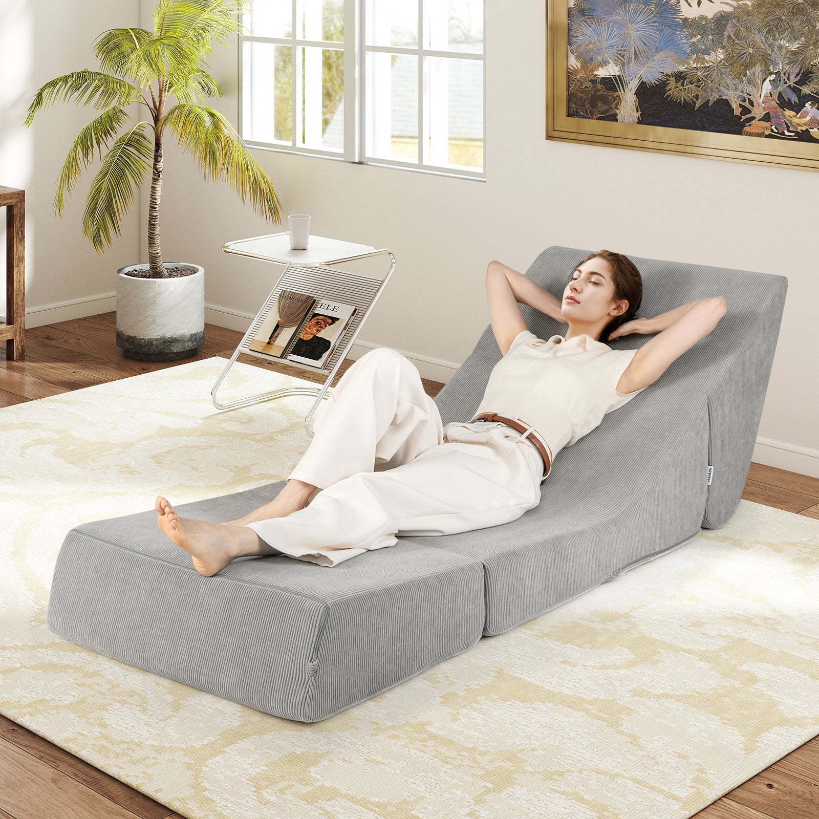 3-in-1 Folding Sofa Bed with Washable Zippered Cover, Gray Sofas & Loveseats at Gallery Canada