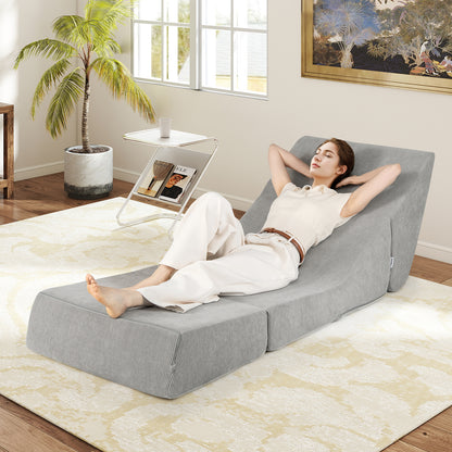 3-in-1 Folding Sofa Bed with Washable Zippered Cover, Gray Sofas & Loveseats at Gallery Canada
