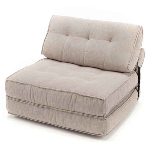 3-in-1 Folding Sofa Bed with Bolster, Beige