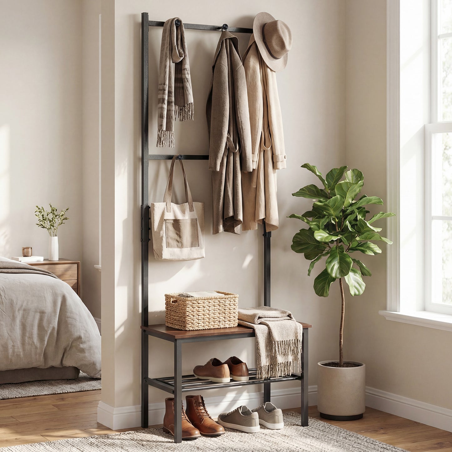 3-in-1 Hall Tree Freestanding Entryway Bench with Hooks Coat Racks & Hall Trees at Gallery Canada