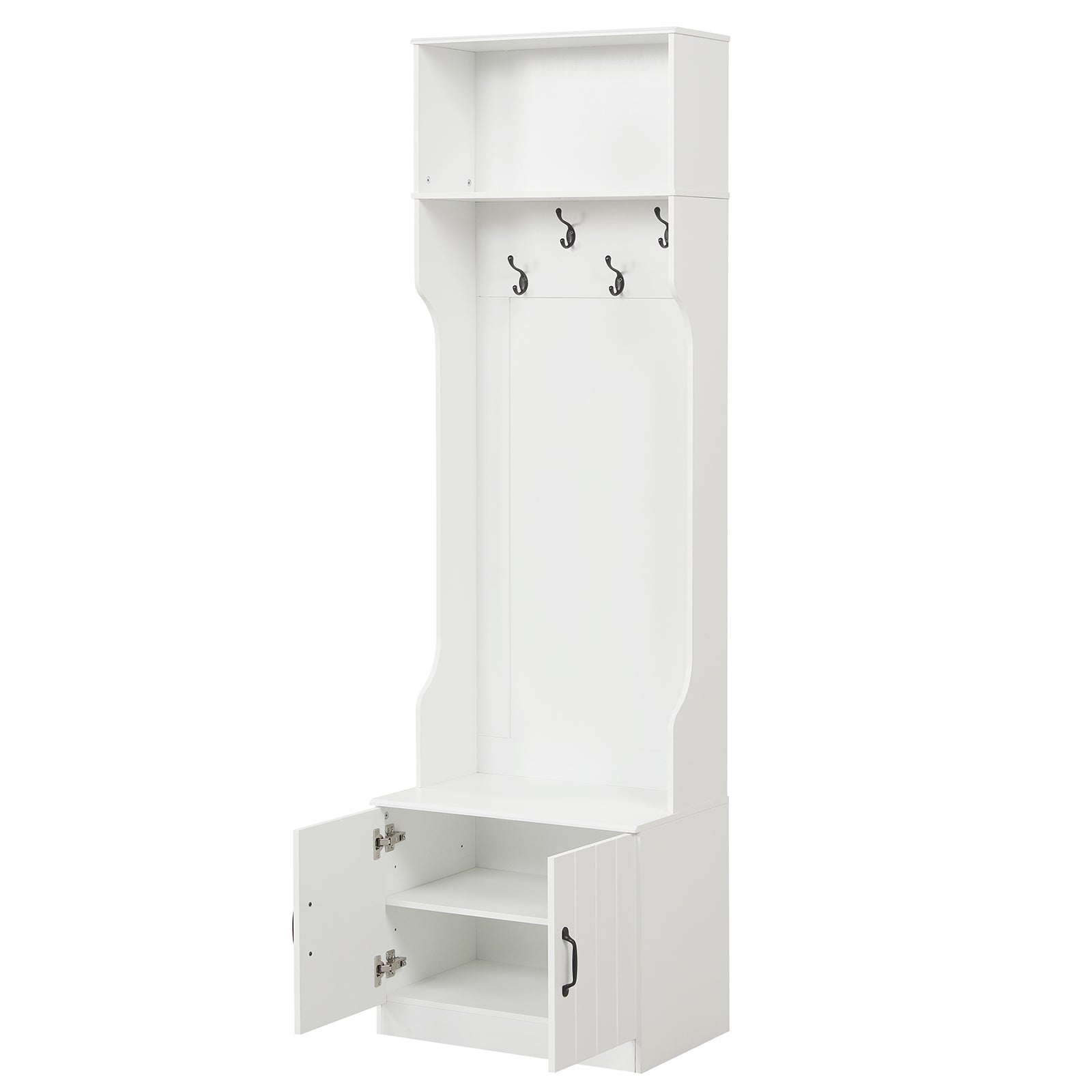 3-in-1 Hall Tree With Bench, Storage, 23.5” Wide, White Coat Racks & Hall Trees at Gallery Canada