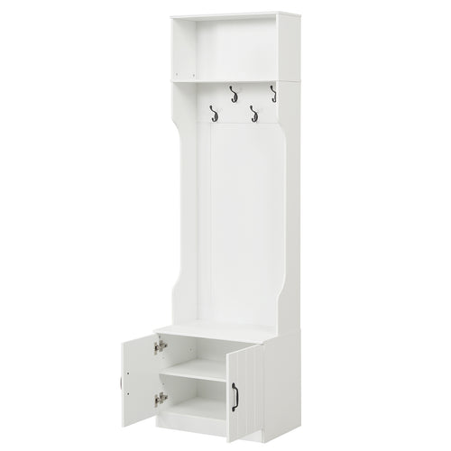 3-in-1 Hall Tree With Bench, Storage, 23.5” Wide, White
