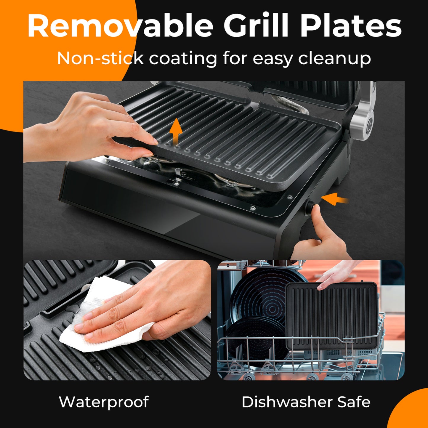Indoor Electric Panini Press Grill, LED Display, Black Kitchen Appliances at Gallery Canada