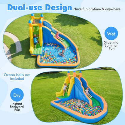 3-in-1 Inflatable Water Slide with Curved Slide and 680W Blower Inflatable Water Slides at Gallery Canada