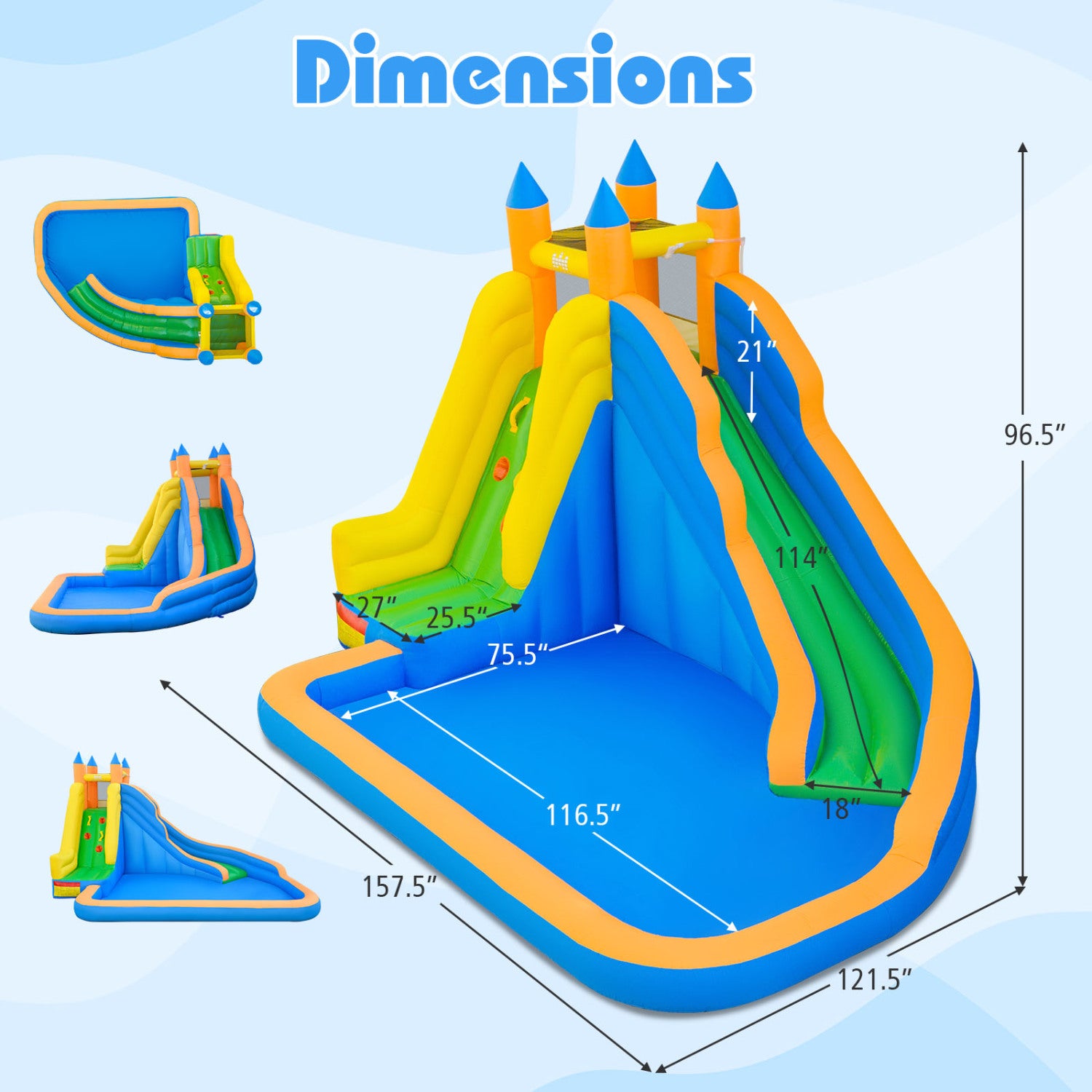 3-in-1 Inflatable Water Slide with Curved Slide and 680W Blower Inflatable Water Slides at Gallery Canada