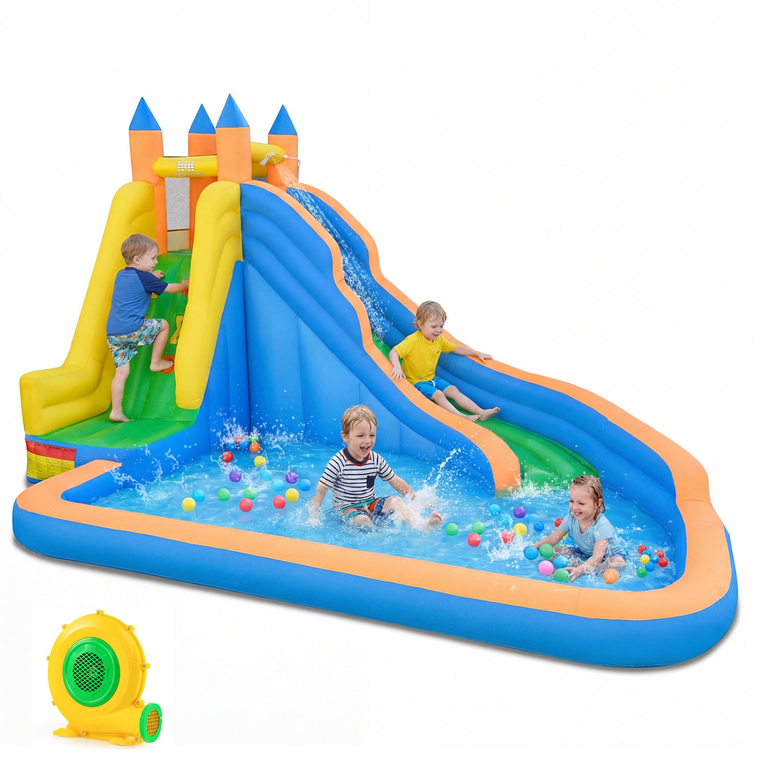 3-in-1 Inflatable Water Slide with Curved Slide and 680W Blower Inflatable Water Slides at Gallery Canada