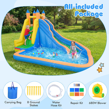 3-in-1 Inflatable Water Slide with Curved Slide and 680W Blower Inflatable Water Slides at Gallery Canada