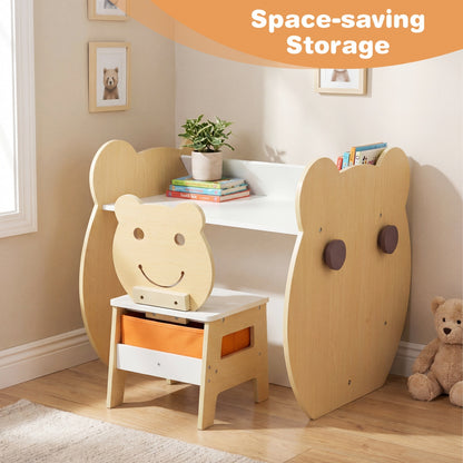 3-in-1 Kids Art Table and Chair with Storage and Reversible Whiteboard Chalkboard for Ages 3-10 Years Old, White Kids Table & Chair Sets at Gallery Canada